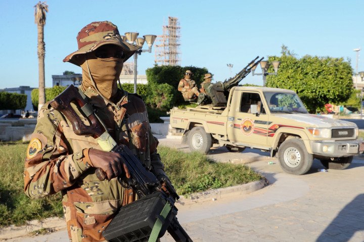Libyan security forces launch an operation in western Libya to combat human trafficking and illegal drug and fuel smuggling, January 5, 2025. (Source: Mahmud Turkia via Getty Images) Libyan security forces launch an operation in western Libya to combat human trafficking and illegal drug and fuel smuggling, January 5, 2025. (Source: Mahmud Turkia via Getty Images)