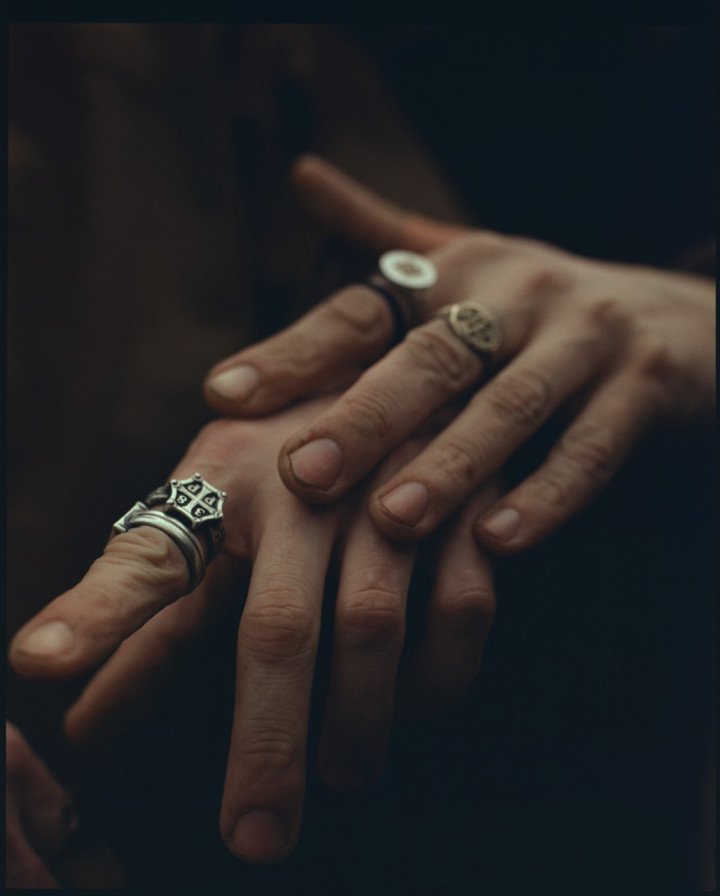 Kostiantyn shows the rings he made when he was a jeweler before the war. (Photo: Lucile Brizard) Kostiantyn shows the rings he made when he was a jeweler before the war. (Photo: Lucile Brizard)