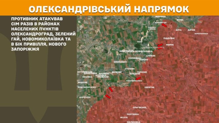 mapa Oleksandrivka Ucrania ataques rusos Zelenyi Hai Novomykolaivka abril 2026