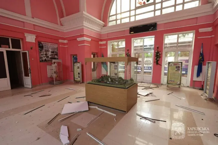 Interior of the Children’s Railway in Kharkiv damaged by a Russian airstrike. (Source: Kharkiv Regional Military Administration) Interior of the Children’s Railway in Kharkiv damaged by a Russian airstrike. (Source: Kharkiv Regional Military Administration)