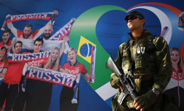 A Brazilian soldier stands guard outside the Olympic Russian house in Copacabana beach, in Rio de Janeiro (Source: Kirill Kudryavtsev via Getty Images) A Brazilian soldier stands guard outside the Olympic Russian house in Copacabana beach, in Rio de Janeiro (Source: Kirill Kudryavtsev via Getty Images)