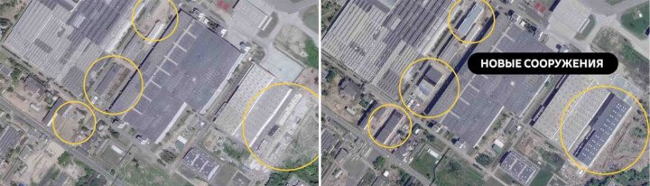 Satellite images show expansion at the Kazan Aviation Plant. (Photo: Yle / Planet Labs PBC) Satellite images show expansion at the Kazan Aviation Plant. (Photo: Yle / Planet Labs PBC)