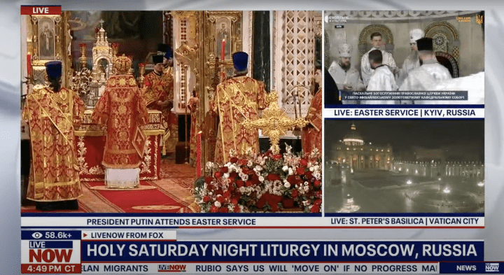 The American network Fox News labels Kyiv as a Russian city during its Easter broadcast on April 20, 2025. (Source: Fox News) The American network Fox News labels Kyiv as a Russian city during its Easter broadcast on April 20, 2025. (Source: Fox News)
