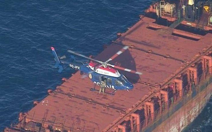 Swedish special forces land on the deck of the cargo vessel Caffa during a boarding operation in the Baltic Sea, March 6, 2026. (Source: Swedish authorities)
