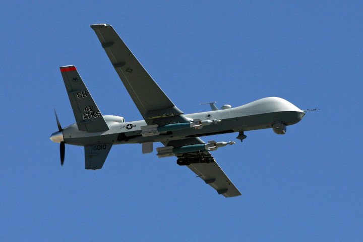 An MQ-9 Reaper flies at Creech Air Force Base in Indian Springs, Nevada. (Source: Getty Images)
