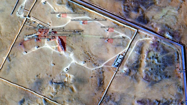 AI-annotated satellite image identifying military assets and infrastructure at a US base. (Source: MizarVision/ABC News)