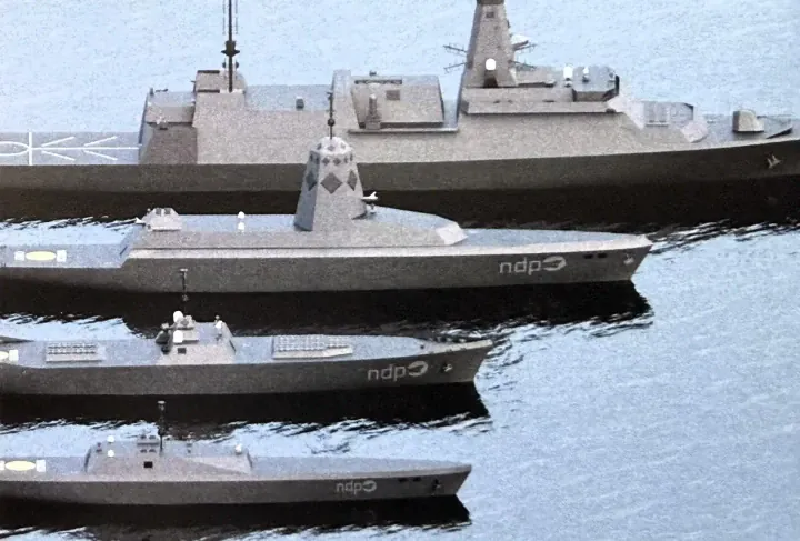 Illustrative concept of large unmanned surface vessels developed for the Royal Navy’s Hybrid Navy initiative. (Source: Royal Navy/Crown Copyright)