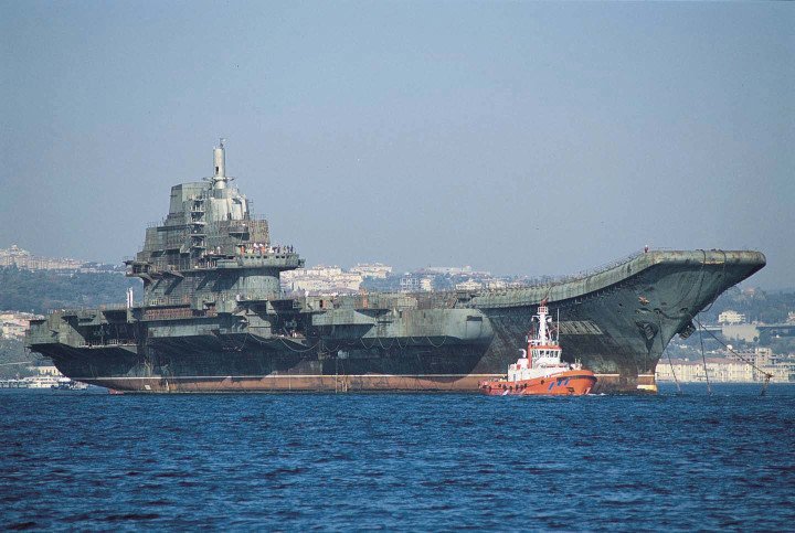Ukrainian-owned aircraft carrier Varyag, later rebuilt by China and commissioned as Liaoning, is towed through Turkish waters on its journey to China in the early 2000s. (Source: Wikimedia Commons) Ukrainian-owned aircraft carrier Varyag, later rebuilt by China and commissioned as Liaoning, is towed through Turkish waters on its journey to China in the early 2000s. (Source: Wikimedia Commons)