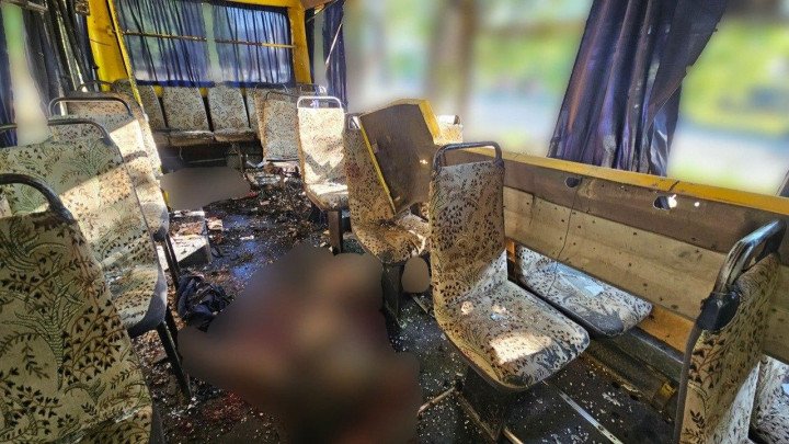 The aftermath of Russian attack on a passenger minibus in Kherson, Ukraine on July 1, 2026. (Source: Kherson Regional Military Administration) The aftermath of Russian attack on a passenger minibus in Kherson, Ukraine on July 1, 2026. (Source: Kherson Regional Military Administration)