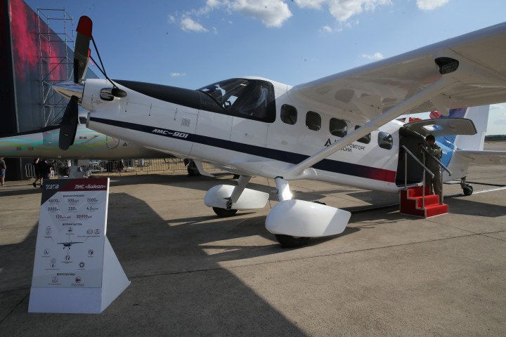 Russia’s LMS-901 “Baikal” aircraft on display at MAKS-2021 airshow in Zhukovskiy. (Source: Getty Images) Russia’s LMS-901 “Baikal” aircraft on display at MAKS-2021 airshow in Zhukovskiy. (Source: Getty Images)