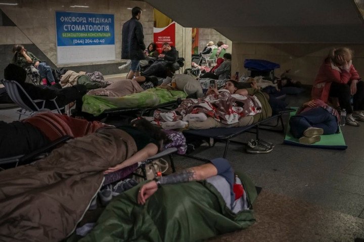 People shelter inside a Kyiv metro station during a Russian mass missile and drone attack on the Ukrainian capital on June 15, 2026. (Source: Kyiv Metro)