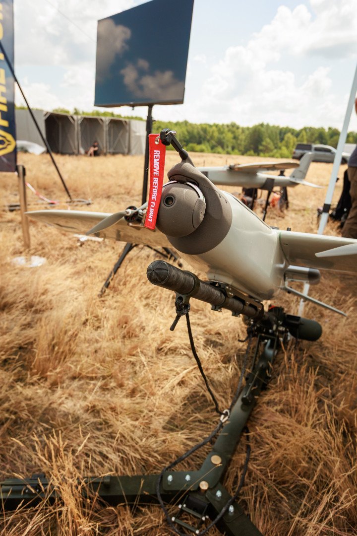 DEVIRO’s Palytsya prototype strike drone during the Demo Day TFUA exhibition, July 15, 2026. (Source: DEVIRO) DEVIRO’s Palytsya prototype strike drone during the Demo Day TFUA exhibition, July 15, 2026.