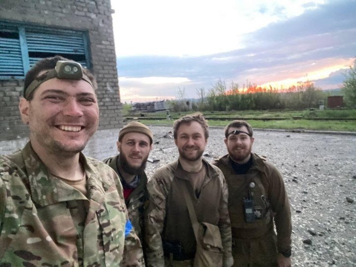 Arsen with fellow servicemen during the seige of Mariupol in 2022. (Source: Arsen's personal archive)