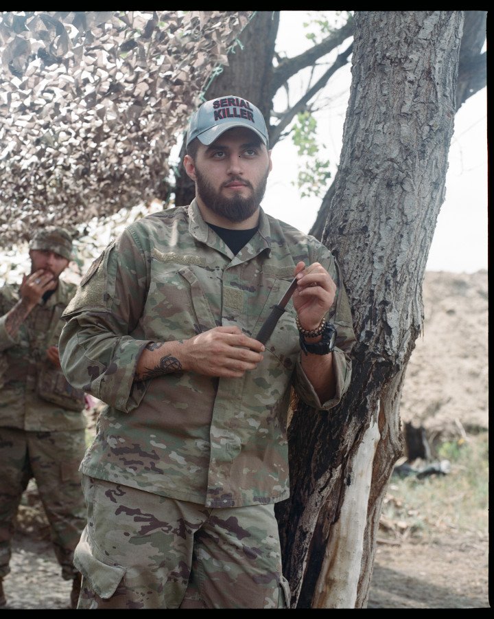 Groot and Xerox train at a polygon near Kharkiv after joining a UAV unit with Kara-Dag (15th Operational Brigade). Ukraine, August 2025. Photo by Lucile Brizard/UNITED24 Media.