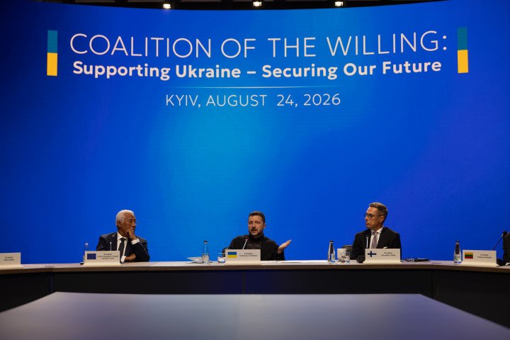 European Council President António Costa, Ukrainian President Volodymyr Zelenskyy and Finnish President Alexander Stubb during the Coalition of the Willing meeting in Kyiv. Photo: Vic Bakin/UNITED24 Media European Council President António Costa, Ukrainian President Volodymyr Zelenskyy and Finnish President Alexander Stubb during the Coalition of the Willing meeting in Kyiv. Photo: Vic Bakin/UNITED24 Media