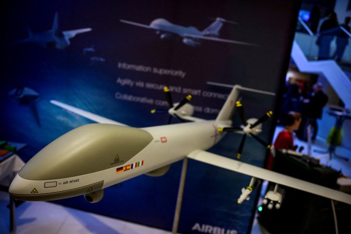 A model of The European Medium Altitude Long Endurance Remotely Piloted Aircraft System (MALE RPAS), or Eurodrone, is on display at the Airbus stand at the Berlin Security Conference on European Security and Defence, on November 30, 2022 in Berlin. (Photo by JOHN MACDOUGALL/AFP via Getty Images) A model of The European Medium Altitude Long Endurance Remotely Piloted Aircraft System (MALE RPAS), or Eurodrone, is on display at the Airbus stand at the Berlin Security Conference on European Security and Defence, on November 30, 2022 in Berlin. (Photo by JOHN MACDOUGALL/AFP via Getty Images)