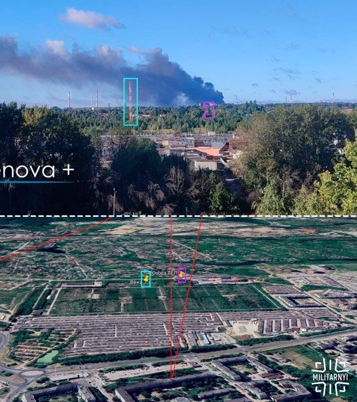 Geolocation of the fire at the Ryazan Oil Refinery following the September 6 drone strike. (Source: ESRI)