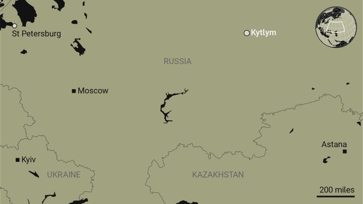 1. Map showing the location of Kytlym in Russia’s Ural Mountains, near Object 1335. (Source: The Sunday Times)