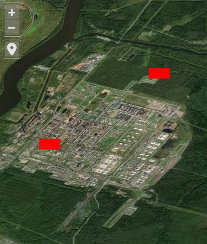 Satellite view of the Kirishi Oil Refinery in Russia’s Leningrad region. (Source: Astra)