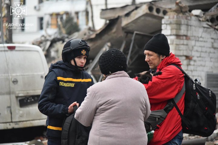 Anastasiia Senko, Lead Specialist of the Psychological Support Department at SESU, working at a Russian strike site in Kharkiv region. Photo: The State Emergency Service of Ukraine (SESU) Anastasiia Senko, Lead Specialist of the Psychological Support Department at SESU, working at a Russian strike site in Kharkiv region. Photo: The State Emergency Service of Ukraine (SESU)
