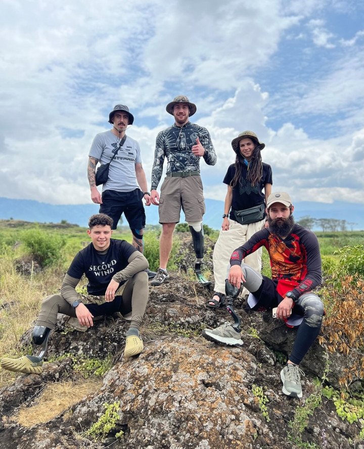 Roman, Olha, Mykhailo, Vladyslav, and Oleksandr at an altitude of 2,400 meters in the Ngorongoro National Park, located 200 km from Mount Kilimanjaro. (Source: Second Wind) Roman, Olha, Mykhailo, Vladyslav, and Oleksandr at an altitude of 2,400 meters in the Ngorongoro National Park, located 200 km from Mount Kilimanjaro. (Source: Second Wind)