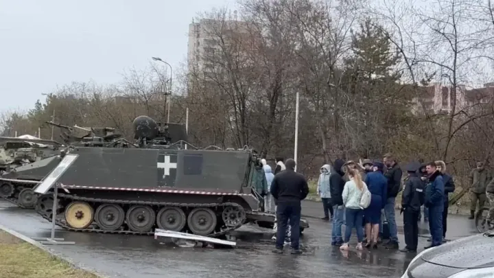 Exhibition of captured military equipment in Komsomolsk-on-Amur, Russia. (Source: Telegram channel Astra) Exhibition of captured military equipment in Komsomolsk-on-Amur, Russia. (Source: Telegram channel Astra)