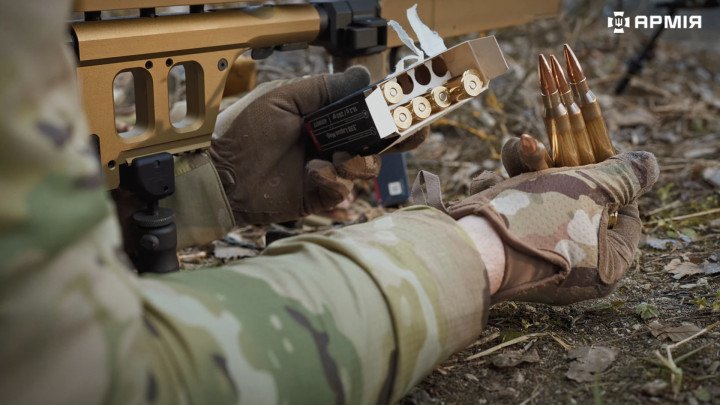 .338 Lapua Magnum ammunition and the Haenel HLR 338 sniper rifle used by Ukrainian Special Operations Forces. (Source: Army Media) .338 Lapua Magnum ammunition and the Haenel HLR 338 sniper rifle used by Ukrainian Special Operations Forces. (Source: Army Media)