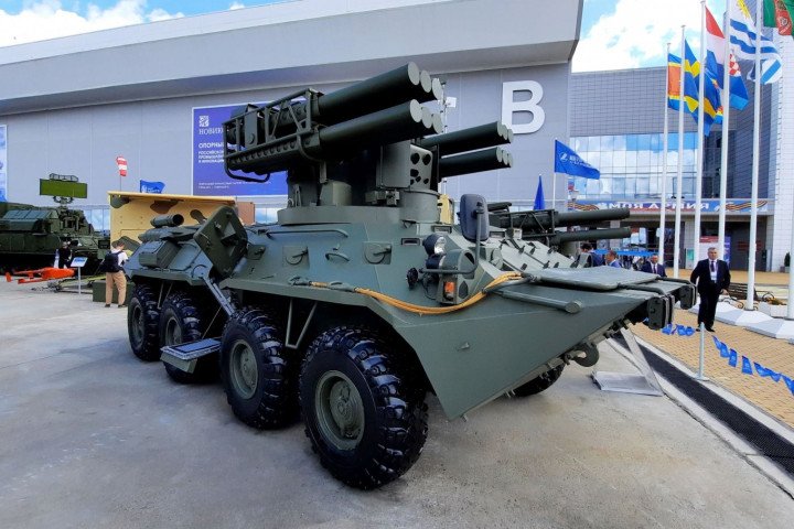 A Sosna short-range air defense system mounted on a BTR-82 armored personnel carrier. (Source: Russian Ministry of Defense)