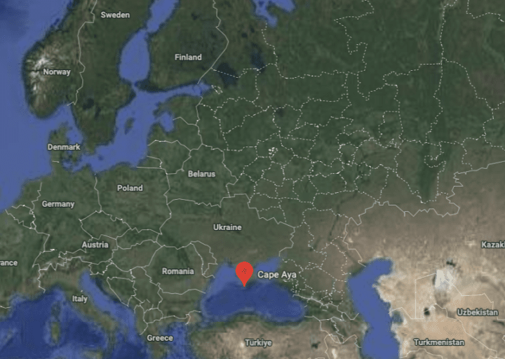 The location of the alleged new Putin’s palace in occupied Crimea, located near Cape Aya, temporary occupied Crimea (source: Google Maps). The location of the alleged new Putin’s palace in occupied Crimea, located near Cape Aya, temporary occupied Crimea (source: Google Maps).