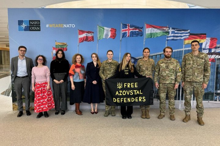 Representatives of the 12th Azov Brigade held meetings at the NATO headquarters dedicated to releasing the Ukrainian prisoners of war. (Source: Azov Brigade/Telegram) Representatives of the 12th Azov Brigade held meetings at the NATO headquarters dedicated to releasing the Ukrainian prisoners of war. (Source: Azov Brigade/Telegram)