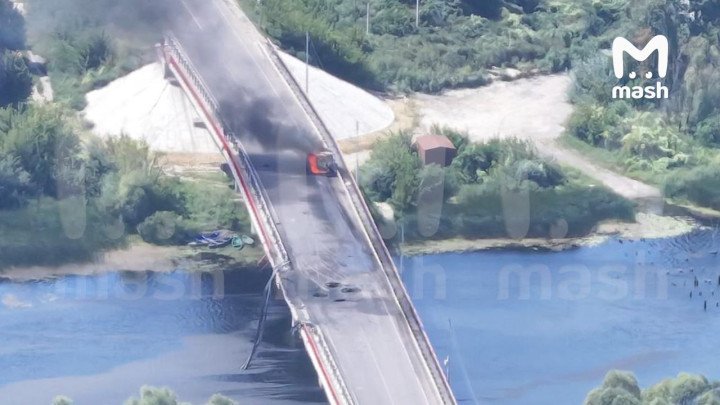 Destroyed Glushkovo bridge. (Source: Russian Telegram channels) Destroyed Glushkovo bridge. (Source: Russian Telegram channels)