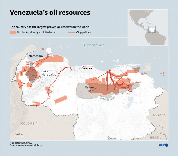 Map showing oil blocks and major oil pipelines across Venezuela. (Source: Getty Images) Map showing oil blocks and major oil pipelines across Venezuela. (Source: Getty Images)
