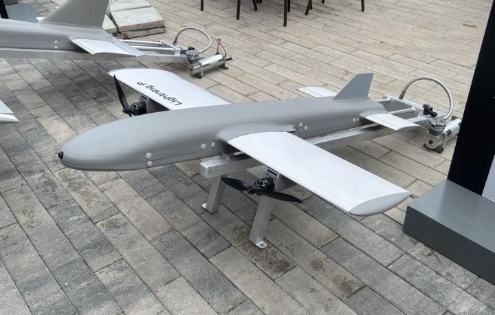 The Lightning P (Molniya-P) interceptor drone displayed during a defense exhibition in Belarus on June 17, 2026. (Source: TASS) The Lightning P (Molniya-P) interceptor drone displayed during a defense exhibition in Belarus on June 17, 2026. (Source: TASS)