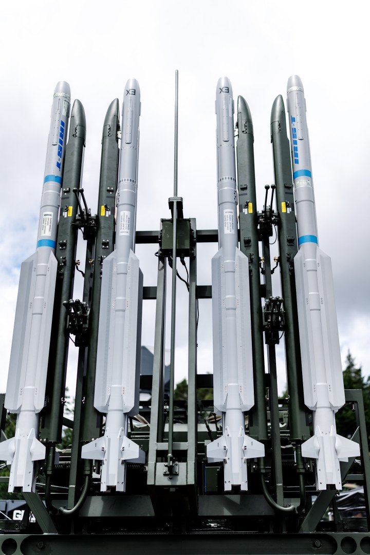 The IRIS‑T air defense missile system by Diehl Defence at the Grafenwöhr training area in Bavaria, Germany, on August 1, 2025. (Source: Getty Images)
