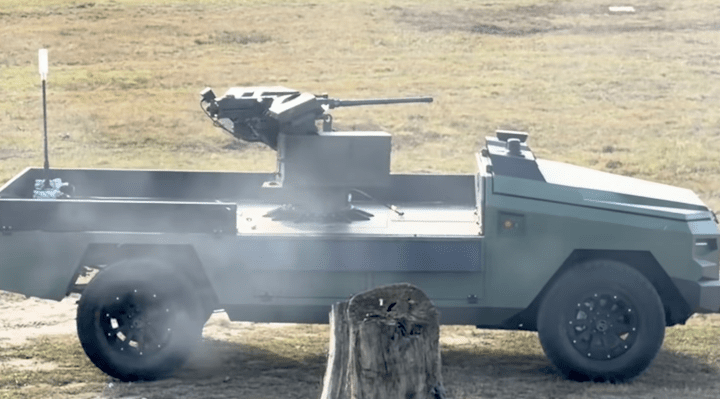 Protector UGV equipped with the Tavria-12.7 machine-gun combat module. (Source: Ukrainian Armor) Protector UGV equipped with the Tavria-12.7 machine-gun combat module. (Source: Ukrainian Armor)