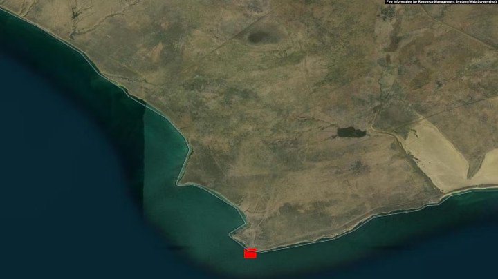 Satellite image confirming fire in Cape Chauda area, June 25, 2024. (Source: Radio Svoboda) Satellite image confirming fire in Cape Chauda area, June 25, 2024. (Source: Radio Svoboda)