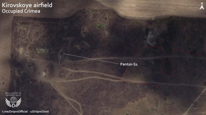 Russian Pantsir-S1 system eliminated near Kirovske airfield. (Source: Dnipro Harbuz) Russian Pantsir-S1 system eliminated near Kirovske airfield. (Source: Dnipro Harbuz)