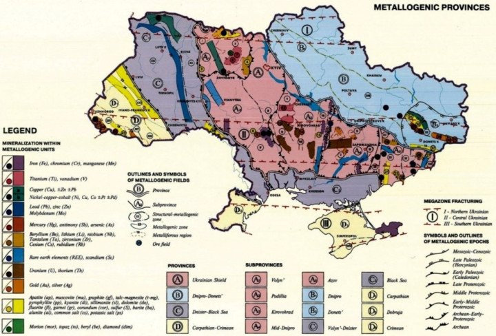 Un mapa mostrando los recursos naturales y minerales del Donbás (Fuente: El Centro de Excelencia de Seguridad Energética de la OTAN)