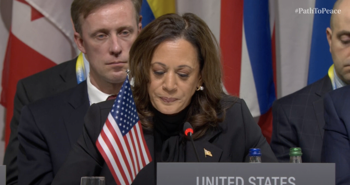 Kamala Harris giving opening address. (Source: FDFA) Kamala Harris giving opening address. (Source: FDFA)