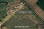 Satellite imagery depicting a series of prepared surface-level launch sites and designated parking areas for military drones along an unpaved road. (Source: Strategic Aviation of the Russian Federation)
