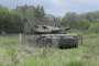 A B1 Centauro wheeled tank fitted with anti-drone protection during training with Ukraine’s 78th Separate Air Assault Brigade. (Source: Army TV/YouTube)