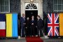 German Chancellor Friedrich Merz, Ukrainian President Volodymyr Zelenskyy, Britain's Prime Minister Sir Keir Starmer and French President Emmanuel Macron depart after a meeting at Downing Street on June 7, 2026 in London, England. (Source: Getty Images)