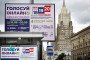 Russian Foreign Ministry building towering over a campaign poster for the election to the Russian State Duma (lower house of Russia’s Parliament) in central Moscow on September 2, 2026. (Source: Getty Images)