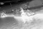 Infrared image released by Ukraine’s Main Intelligence Directorate (HUR) showing a Russian BK‑16 landing craft moments before being hit by a drone strike in occupied Crimea. (Source: HUR)
