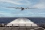 AeroVironment's JUMP 20 unmanned aerial system taking flight from a naval vessel over the open sea. (Source: AeroVironment)