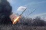 Russian Uragan MLRS launch missile attacks towards Ukrainian positions, Russia on March 29, 2024.