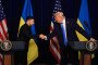 US President Donald Trump and Ukrainian President Volodymyr Zelenskyy shake hands at a news conference following a meeting at Trump’s Mar-a-Lago club on December 28, 2025, in Palm Beach, Florida. (Source: Getty Images)
