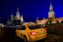 Yandex Taxi car is seen in front of Saint Basil’s Cathedral at Red Square in Moscow, Russia, on March 24, 2020.