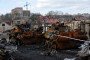 Destroyed military equipment of the Russian army in the city of Bucha, Ukraine in 2022. (Source: Getty Images)