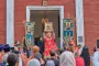 Metropolitan Mitrofan of Murmansk holds an icon of Saints Boris and Gleb during a service near Russia’s border with Norway. (Source: Diocese of Murmansk)